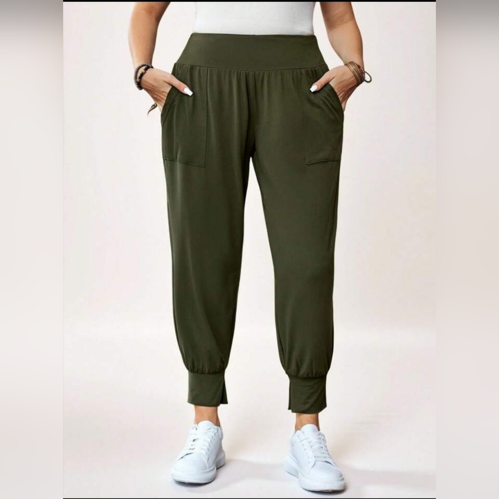 Plus Size Army Green Women's Jogger Pants